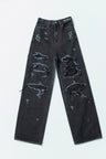 ダメージデニムパンツ（BLACK）